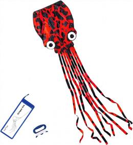 img 4 attached to Kizh Kite Octopus: большие бескаркасные мягкие воздушные змеи с парафойлом для детей и взрослых - 150 дюймов для развлечения на открытом воздухе (красный)