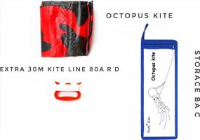 img 2 attached to Kizh Kite Octopus: Large Frameless Soft Parafoil Kites For Kids & Adults - 150 Inchs Long Outdoor Fun (Red)