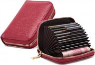 women's red leather rfid credit card holder & coin purse with zipper closure by earnda логотип