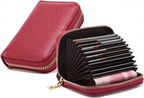 img 4 attached to Women'S Red Leather RFID Credit Card Holder & Coin Purse With Zipper Closure By Earnda