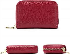 img 3 attached to Women'S Red Leather RFID Credit Card Holder & Coin Purse With Zipper Closure By Earnda