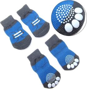 img 2 attached to Alfie Pet - Gari 2 Set of 4 Dog Paw Protection Indoor Socks - Black Stripe & Blue, Medium Size - Find the Perfect Fit for Your Canine Companion