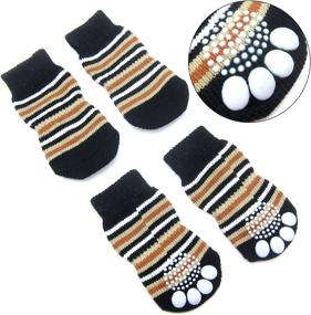 img 1 attached to Alfie Pet - Gari 2 Set of 4 Dog Paw Protection Indoor Socks - Black Stripe & Blue, Medium Size - Find the Perfect Fit for Your Canine Companion