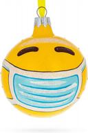 3.25 inch emoji in quarantine wearing mask christmas ornament glass ball logo