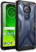 military grade drop tested moto g7 power/supra/optimo maxx case - rugged protective bumper cover (frost clear/black) | affinity series logo