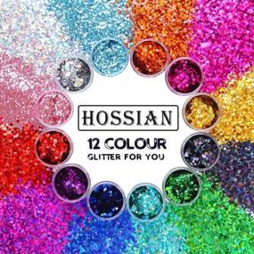 img 3 attached to HOSSIAN Chunky Glitter Makeup -12 Colors Nail Glitter-11Oz Holographic Cosmetic Grade Festival Glitter For Crafting And Beauty (B)