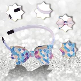 img 3 attached to 🦋 Zifengcer Glitter Headbands for Girls: 6pcs Butterfly Mermaid Party Hair Accessories Little Girls Head Band No Slip Hairband for Children Kids (Fish Scales)