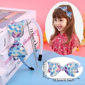 img 2 attached to 🦋 Zifengcer Glitter Headbands for Girls: 6pcs Butterfly Mermaid Party Hair Accessories Little Girls Head Band No Slip Hairband for Children Kids (Fish Scales)