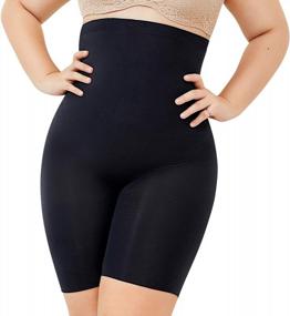 img 4 attached to Say Goodbye To Tummy Flab With DELIMIRA Women'S High Waisted Shapewear Shorts – Plus Size With High Compression Thigh Slimmer