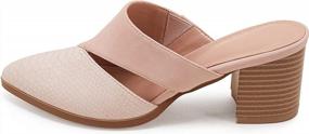 img 2 attached to Backless Chunky Stacked Mules With Cutout Design, Closed Toe And Scale Heels - Slip-On Sandals For Women