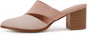 img 3 attached to Backless Chunky Stacked Mules With Cutout Design, Closed Toe And Scale Heels - Slip-On Sandals For Women