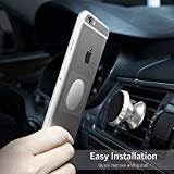 magnetic car phone mount holder for air vent or cradle - universal aluminum mount for iphone 8/8 plus,7,7 plus,6s,6s plus, android smartphones (silver) logo