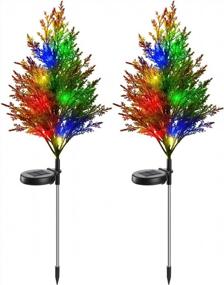 img 4 attached to Solar Christmas Tree Lights Garden Outdoor Waterproof: Multi-Color Flickering Pine Lights For Patio Lawn Pathway Decoration