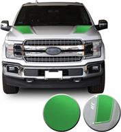 🔋 metallic matte chrome green vinyl graphic decal overlay wrap for f-150 2015-2020 - front outlined hood stripes compatible and fits логотип