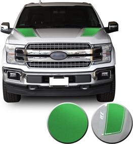 img 4 attached to 🔋 Metallic Matte Chrome Green Vinyl Graphic Decal Overlay Wrap for F-150 2015-2020 - Front Outlined Hood Stripes Compatible and Fits