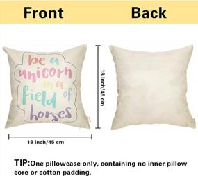 img 3 attached to Fahrendom Pastel Nursery Decor: Inspirational Unicorn In A Field Of Horses Motivational Throw Pillow For Sofa Couch - 18 X 18 Inch Cotton Linen Cushion Cover For Home Decoration