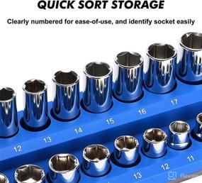 img 1 attached to 🔧 CASOMAN 3-Piece Magnetic Socket Holder Kit - 1/2-inch, 3/8-inch, 1/4-inch Drive - Holds 75 Metric Sockets - Blue Color - Professional Quality Organizer for Tools (Socket Not Included)