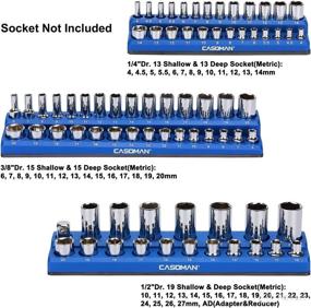 img 3 attached to 🔧 CASOMAN 3-Piece Magnetic Socket Holder Kit - 1/2-inch, 3/8-inch, 1/4-inch Drive - Holds 75 Metric Sockets - Blue Color - Professional Quality Organizer for Tools (Socket Not Included)