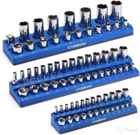 img 4 attached to 🔧 CASOMAN 3-Piece Magnetic Socket Holder Kit - 1/2-inch, 3/8-inch, 1/4-inch Drive - Holds 75 Metric Sockets - Blue Color - Professional Quality Organizer for Tools (Socket Not Included)