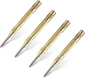 img 4 attached to Automatic Center Punch Tool Set - 4 Pack, 5.1 Inch Brass Spring Loaded Drill Puncher For Fixed Point & Car Window Glass Breakage