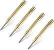 automatic center punch tool set - 4 pack, 5.1 inch brass spring loaded drill puncher for fixed point & car window glass breakage logo