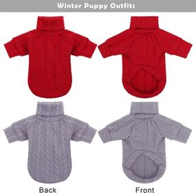 img 1 attached to 🐾 Pedgot 2 Pack Red Gray Dog Sweaters - Thermal Knitted Turtleneck Knitwear Clothes for Winter - Soft Puppy Sweaters for Fall Winter Puppy Outfits - Small Size