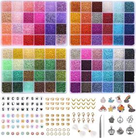 img 4 attached to Create Colorful Jewelry With 96 Shades Of Glass Seed Beads - A Complete DIY Kit With Pendant Charms, Letter Beads And More!