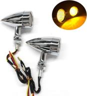 2pcs chrome 15 led motorcycle stop brake running turn signal indicator amber lights for harley honda chopper (chrome with net-amber light) логотип