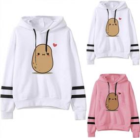 img 2 attached to Casual And Cozy: Women'S Mimacoo Cute Potato Print Hoodie With Drawstring And Long Sleeves