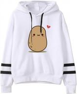 casual and cozy: women's mimacoo cute potato print hoodie with drawstring and long sleeves logo