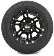 upgrade your golf cart with set of 4 gtw 10" specter matte black wheels on 205/50-10 tires! logo