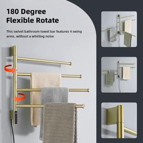 img 2 attached to TRUSTMI 4 Arm Swing Swivel Towel Warmer With Built-In Timer And Temperature Indicator, Plug-In Electric Wall Mounted Heated Rack - Brushed Gold Finish