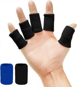 img 4 attached to Relieve Pain And Boost Performance: Senkary 20-Piece Finger Sleeve Protectors With Thumb Brace Support And Elastic Compression In Blue And Black