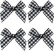 🎀 viviquen gingham craft ribbon bows mini checkered ribbon flowers appliques for sewing, gift, diy craft, wedding decoration ornament - black (small size, pack of 25) logo