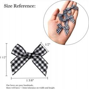 img 3 attached to 🎀 VIVIQUEN Gingham Craft Ribbon Bows Mini Checkered Ribbon Flowers Appliques for Sewing, Gift, DIY Craft, Wedding Decoration Ornament - BLACK (Small Size, Pack of 25)