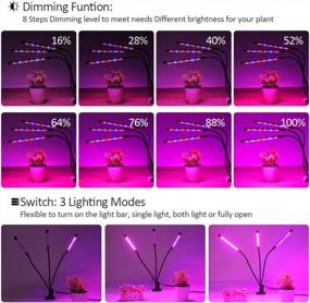 img 1 attached to Enhance Your Indoor Plant Growth With 36W LED Grow Plant Lights: Auto On/Off, 4/8/12H Timer, 8 Dimming Levels, And 3-Head 360 Degree Adjustable Gooseneck Design