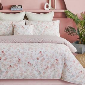 img 4 attached to Pink Leaves And Branches Reversible Dorm Bedding Twin XL Set - 600 TC Super Soft College Dorm Room Bedding Sets For Girls With Zipper Cover And 3 Pieces