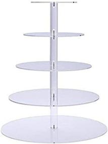 img 3 attached to 5 Tier Round Acrylic Cupcake Stand With LED Lights - Clear Dessert Tree Tower For Wedding, Party, And Baby Shower Cake Display Holder (Warm)