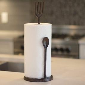 img 1 attached to Comfify'S Rustic Cast Iron Fork And Spoon Paper Towel Holder – Heavy Duty And Vintage Decorative Gift Idea For Your Kitchen – 6.5" Base And 15.75" Tall