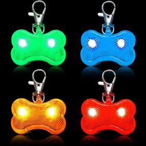 img 4 attached to 🐶 Frienda 4-Pack LED Dog Collar ID Tags: Waterproof, Glow in The Dark, Pet Safety Lights for Night Walking & Camping