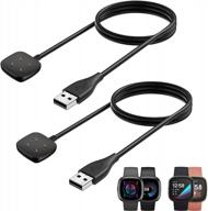 nanw 2-pack compatible with fitbit sense 2/versa 4/sense/versa 3 charger, replacement charging cable usb dock power cable cord accessories for versa 4 / sense 2 smartwatch logo