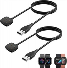 img 4 attached to NANW 2-Pack Compatible With Fitbit Sense 2/Versa 4/Sense/Versa 3 Charger, Replacement Charging Cable USB Dock Power Cable Cord Accessories For Versa 4 / Sense 2 Smartwatch