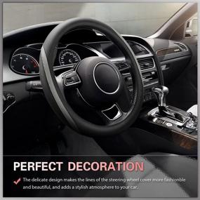 img 3 attached to K KNODEL Microfiber Leather Car Steering Wheel Cover in Gray - Universal Fit 15 Inch Wheel Protector