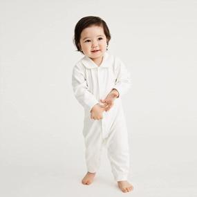 img 2 attached to Unisex Baby Jumpsuit 0-24 Months Infant Boys Girls Cotton Spring Fall Romper One-Piece Coverall Baptism Outfit White