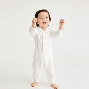 img 3 attached to Unisex Baby Jumpsuit 0-24 Months Infant Boys Girls Cotton Spring Fall Romper One-Piece Coverall Baptism Outfit White