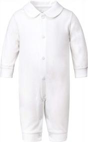 img 4 attached to Unisex Baby Jumpsuit 0-24 Months Infant Boys Girls Cotton Spring Fall Romper One-Piece Coverall Baptism Outfit White