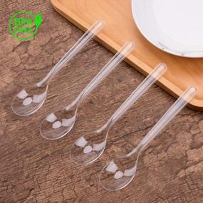 img 2 attached to Heavyweight Plastic Disposable Spoons - 66 Sets Cutlery By TashiBox