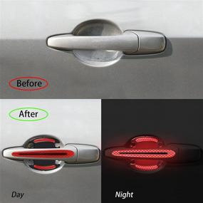 img 3 attached to 🚘 LeeLoon 14Pcs Car Door Handle Cup Scratch Protector, Carbon Fiber Car Door Handle Sticker Scratch Protection Films, Self-Adhesive Car Door Bowl/Door Side Paint Shield Stickers (Red)