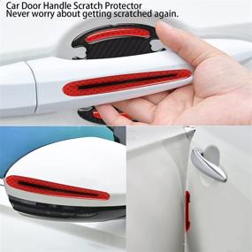 img 2 attached to 🚘 LeeLoon 14Pcs Car Door Handle Cup Scratch Protector, Carbon Fiber Car Door Handle Sticker Scratch Protection Films, Self-Adhesive Car Door Bowl/Door Side Paint Shield Stickers (Red)