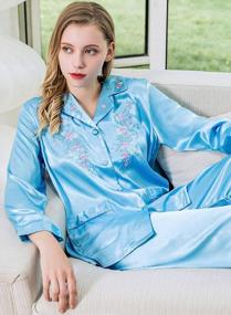 img 2 attached to Luxurious Comfort: LONXU Women'S Silk Satin Pajamas With Long Sleeves And Button-Down Set